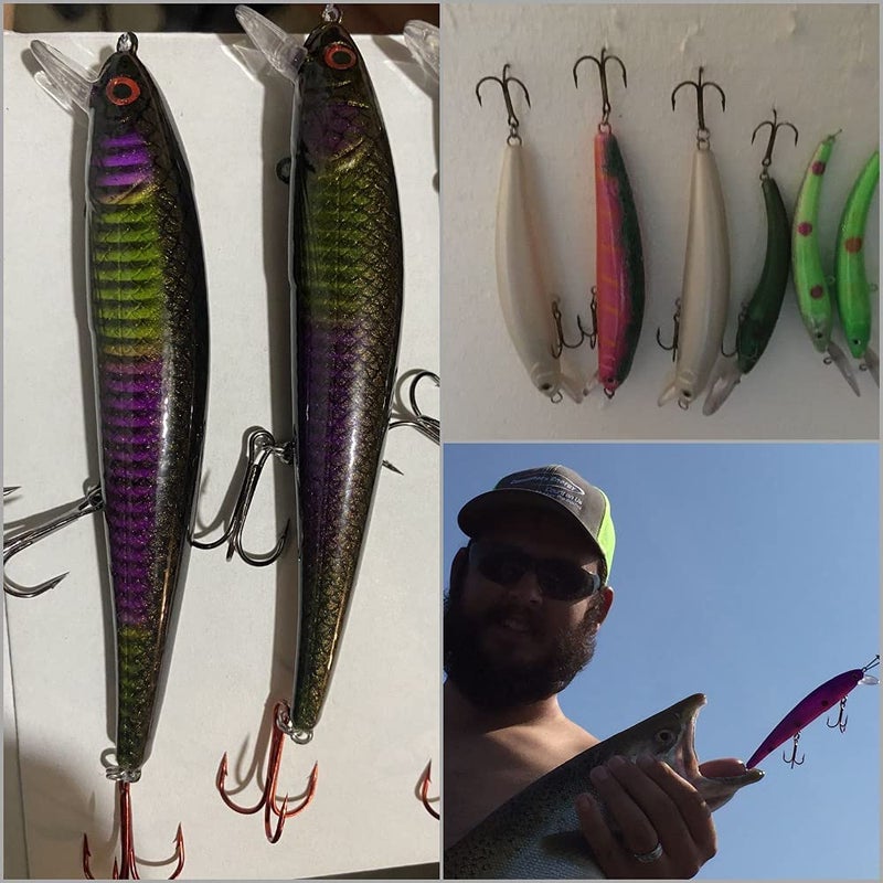 wLure 10 Blank Unpainted Minnow Jerkbait Slow Floating Tight Wobble Fishing Lures with Free Eyes UPM509 - Image 5